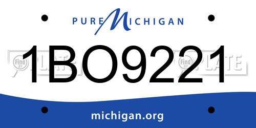 1BO9221 Michigan License Plate