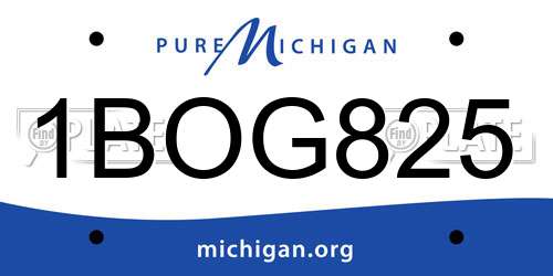 1BOG825 Michigan License Plate