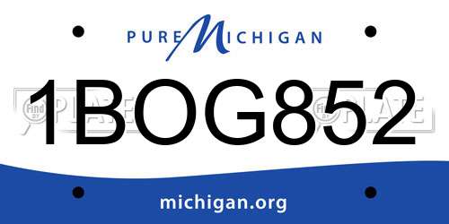 1BOG852 Michigan License Plate