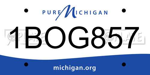 1BOG857 Michigan License Plate