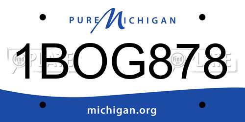 1BOG878 Michigan License Plate