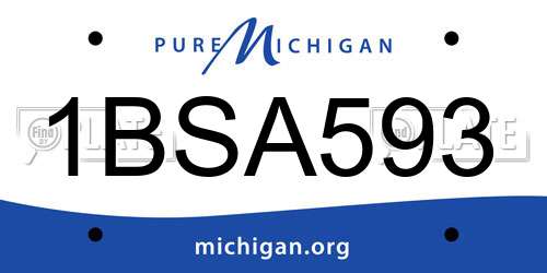 1BSA593 Michigan License Plate