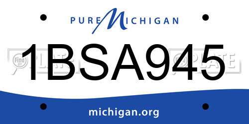 1BSA945 Michigan License Plate