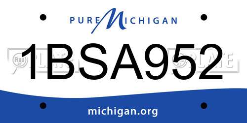1BSA952 Michigan License Plate