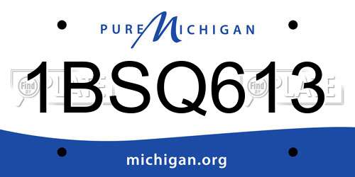 1BSQ613 Michigan License Plate