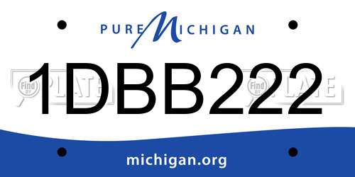1DBB222 Michigan License Plate