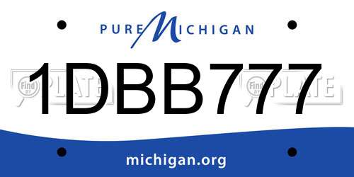 1DBB777 Michigan License Plate
