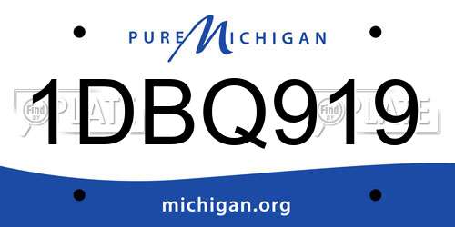 1DBQ919 Michigan License Plate