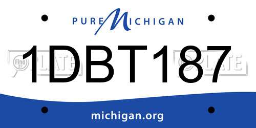 1DBT187 Michigan License Plate