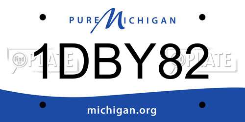 1DBY82 Michigan License Plate