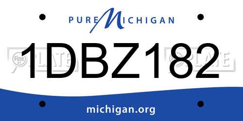 1DBZ182 Michigan License Plate