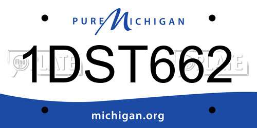 1DST662 Michigan License Plate