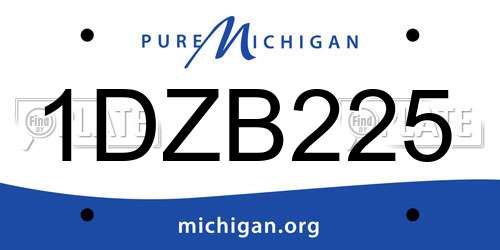 1DZB225 Michigan License Plate