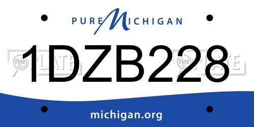 1DZB228 Michigan License Plate