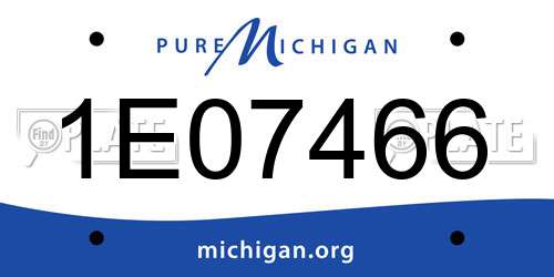 1E07466 Michigan License Plate