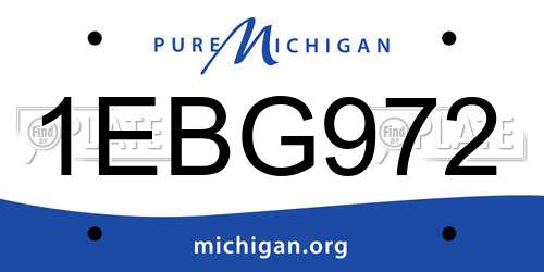1EBG972 Michigan License Plate
