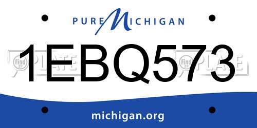 1EBQ573 Michigan License Plate