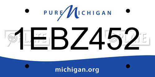 1EBZ452 Michigan License Plate
