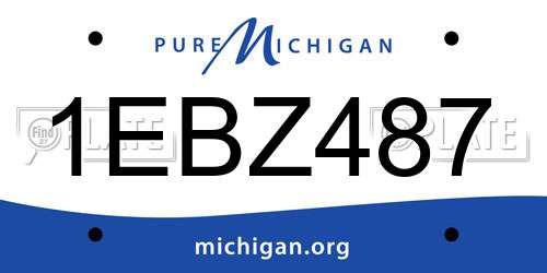 1EBZ487 Michigan License Plate