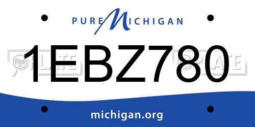 1EBZ780 Michigan License Plate