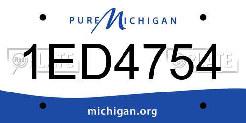 1ED4754 Michigan License Plate