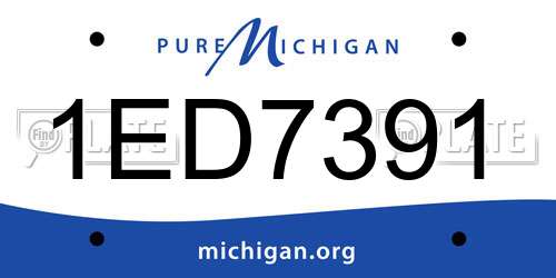 1ED7391 Michigan License Plate
