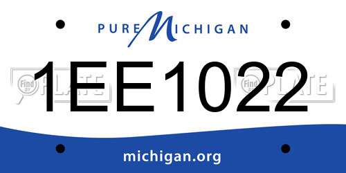 1EE1022 Michigan License Plate