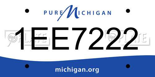 1EE7222 Michigan License Plate