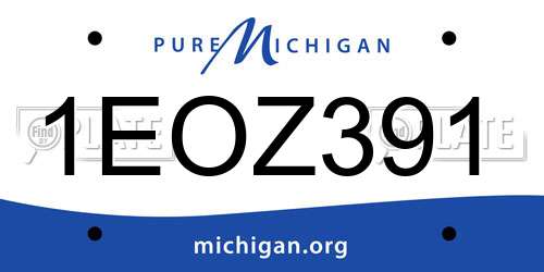 1EOZ391 Michigan License Plate
