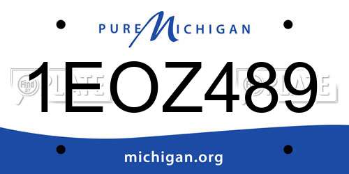 1EOZ489 Michigan License Plate