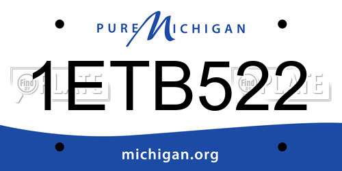 1ETB522 Michigan License Plate