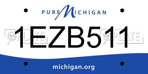1EZB511 Michigan License Plate