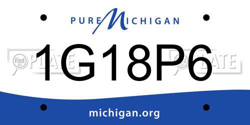1G18P6 Michigan License Plate