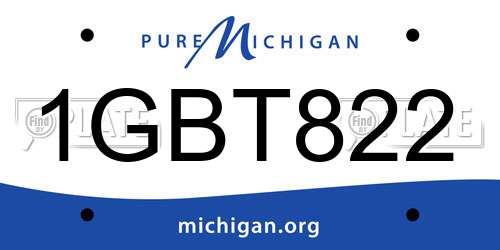 1GBT822 Michigan License Plate