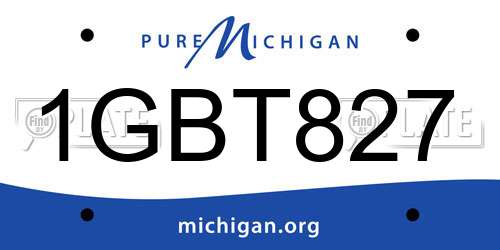 1GBT827 Michigan License Plate