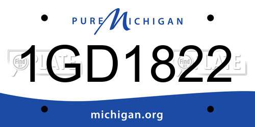 1GD1822 Michigan License Plate
