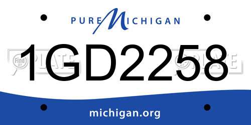 1GD2258 Michigan License Plate