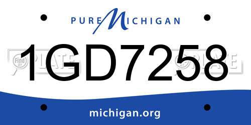 1GD7258 Michigan License Plate