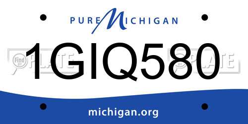 1GIQ580 Michigan License Plate