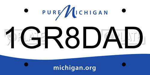 1GR8DAD Michigan License Plate
