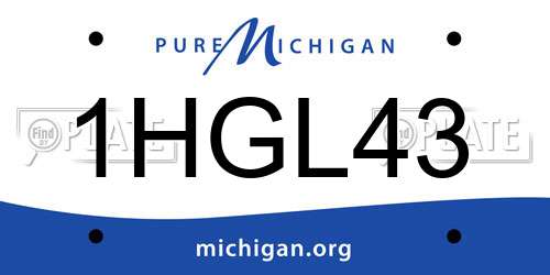 1HGL43 Michigan License Plate