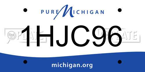 1HJC96 Michigan License Plate