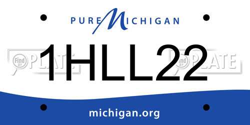 1HLL22 Michigan License Plate
