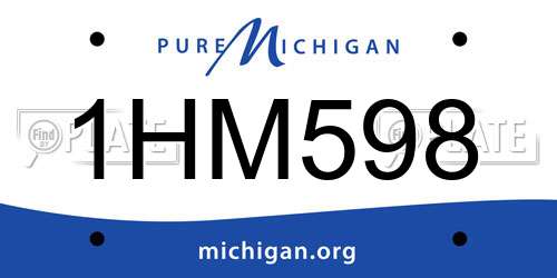 1HM598 Michigan License Plate