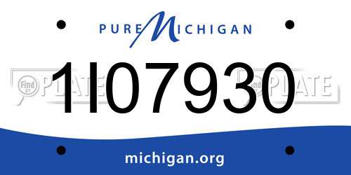 1I07930 Michigan License Plate