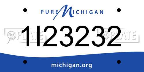 1I23232 Michigan License Plate