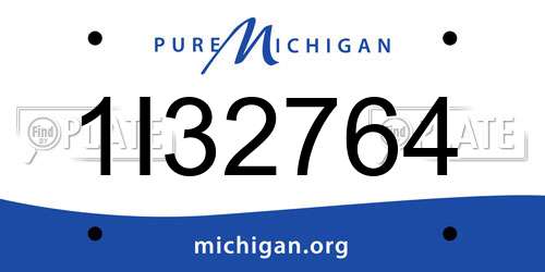 1I32764 Michigan License Plate