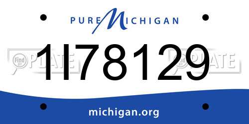 1I78129 Michigan License Plate