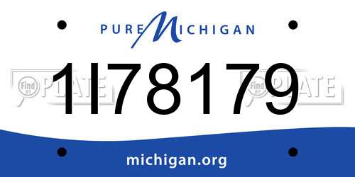 1I78179 Michigan License Plate