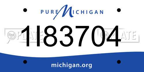 1I83704 Michigan License Plate